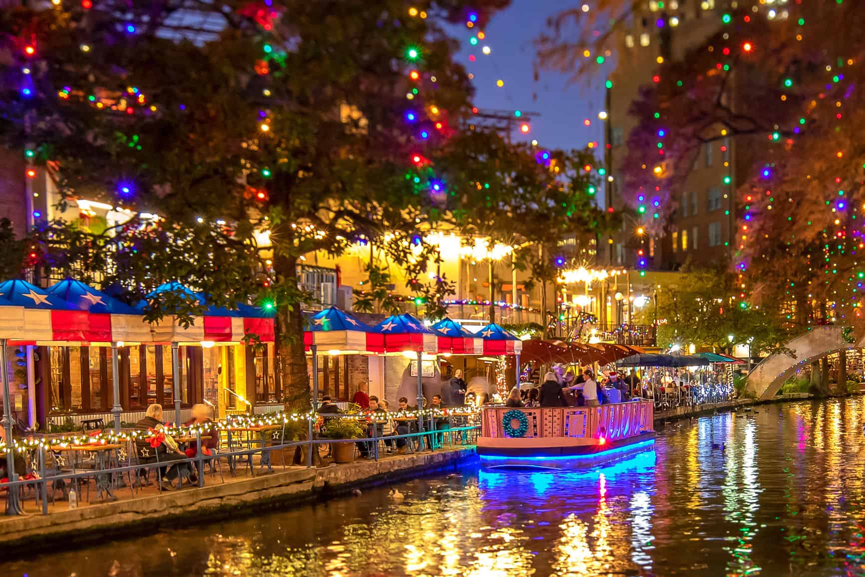 San Antonio River Walk at night
